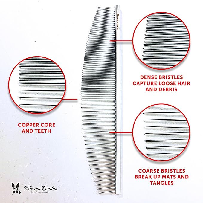 Warren London Copper Crescent Comb 6.5 inches – Premium Dog Grooming Comb for Professional-Quality Results Comfort Control Durability and Detail