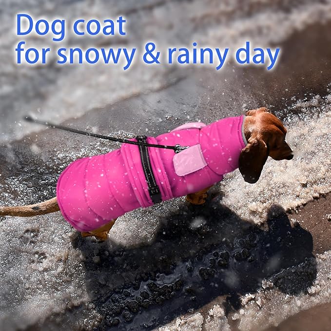 MIGOHI Snowproof Dog Coat - Thick Fleece Dog Jacket with Adjustable Collar, Keep Warm Winter Coat for Medium Dogs Cold Weather Walking Playing,Australian Shepherd,XL,Rosepink