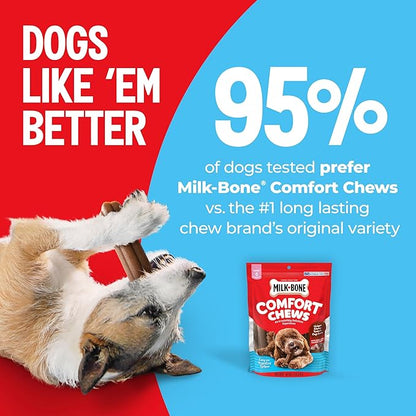 Milk-Bone Mini Comfort Chews, Rawhide Free Dog Treats with Unique Chewy Texture and Real Beef, 6 Mini Chews (Pack of 5)