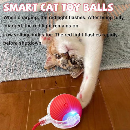 FUICZSN Automatic Interactive Cat Toys Ball, Motion Activated Kitten Toys with Twitchy Tail, 3 Speed Modes & Rechargeable Battery, Fun Indoor Cat Enrichment Toys for Small Medium Large Cats (Red)