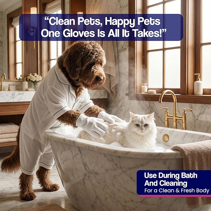 Dr. Paws Glove & Go Grooming Wipes for Dogs & Cats - Paraben Free, Alcohol Free, Lick-Safe, Hypoallergenic, Oatmeal Scented Dog Wipes for Paws and Butt, Puppy Wipes (20 Count)