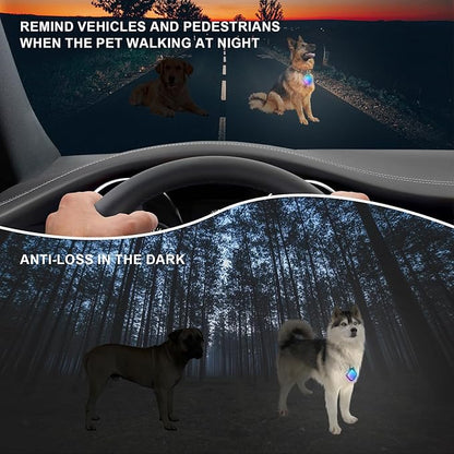 Dog Collar Light 4 Modes RGB Lights High Capacity USB Rechargeable Dog Light Waterproof for Night Walking(2 Pack Black)
