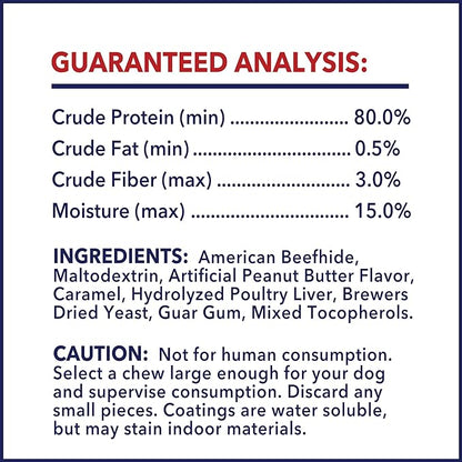 Pet Factory 100% Made in USA Beefhide 8" Rolls Dog Chew Treats - Peanut Butter Flavor, 10 Count/1 Pack