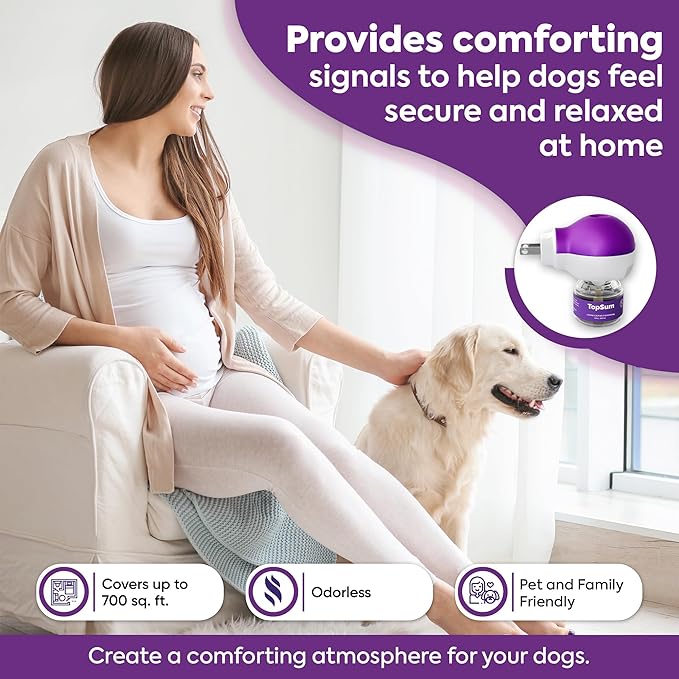 TopSum Calming Diffuser for Dog: 4 Pack Dog Pheromones Calming Refills for Stress, Barking, Chewing, Pee Accidents & Separation Behaviors