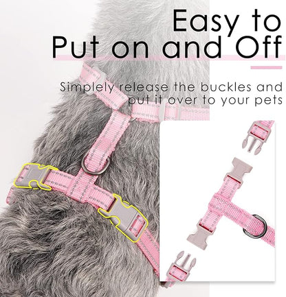 ThinkPet Reflective Breathable Soft Air Mesh No Pull Puppy Choke Free Over Head Vest Harness for Puppy Small Medium Dogs and Cats Pink Medium