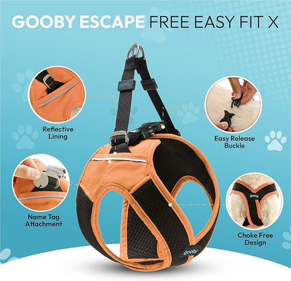 Gooby Escape Free Easy Fit X Step in Dog Harness - Atlanta Peach, Large