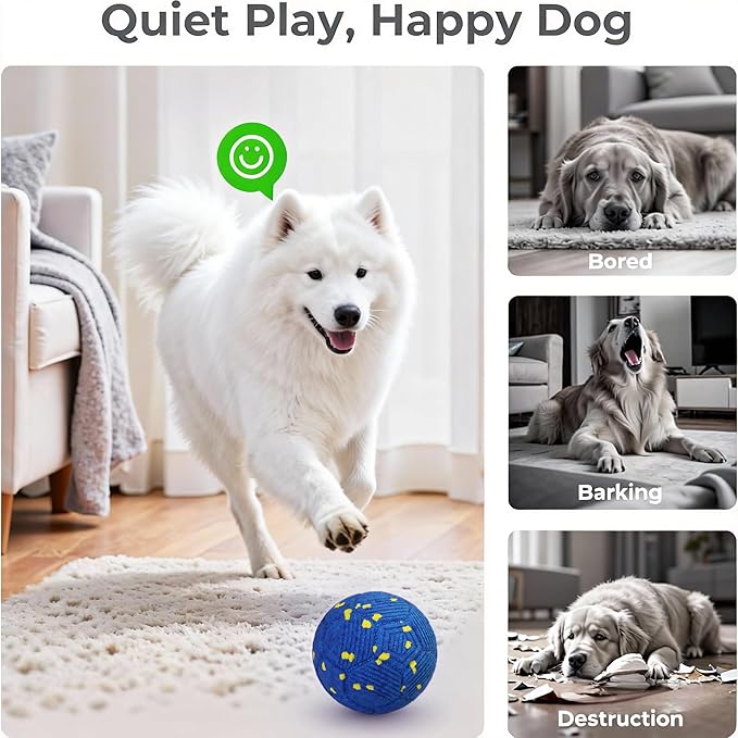 Smart Interactive Dog Ball, Dog Soccer Ball, Auto-Rolling, Bouncing and Rotating with Chew-Resistant E-TPU Material, IP54 Waterproof for Medium and Large Dogs (Blue)