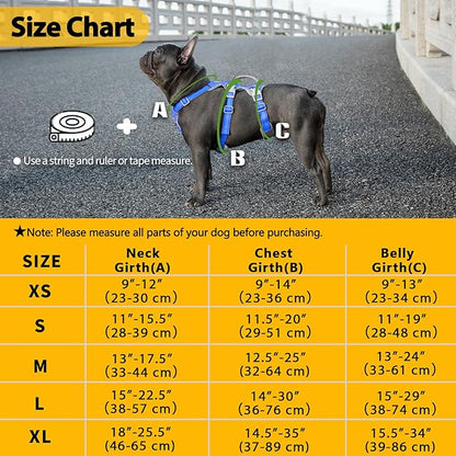 Huntboo Escape Proof Harness - No Slip Dog Harness, Fully Reflective with Handle, Breathable, Durable, Adjustable Vest for Medium Dogs Walking, Training, and Running Gear (Sea Blue, M)