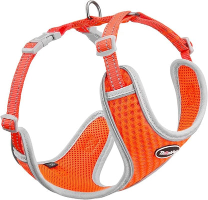 ThinkPet Reflective Breathable Soft Air Mesh No Pull Puppy Choke Free Over Head Vest Harness for Puppy Small Medium Dogs and Cats Orange Large