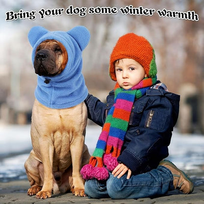 Clysee Winter Dog Hats Quiet Ears for Dogs Ear Muffs Pet Neck Warmer Scarf Hoodie Noise Protection Cover Beanie Head Wrap Costume for Pet Dog Cats(Sky Blue,S)