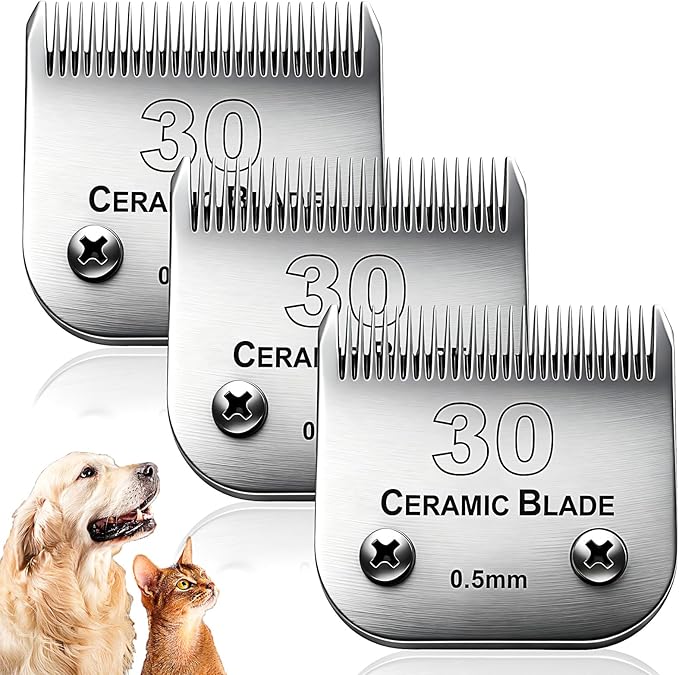 Dog Grooming Replacement Blades Compatible with Andis Dog Clipper, Dog Clipper Blades Compatible with Oster A5,Wahl KM-10 Series Dog Clipper,#30 Blades (0.5mm)