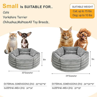 Kimpets Small Dog Bed for Small Dogs, Cat Beds for Indoor Cats, Pet Bed for Puppy and Kitty, Extra Soft & Machine Washable with Anti-Slip & Water-Resistant Oxford Bottom, Grey, 24 inches
