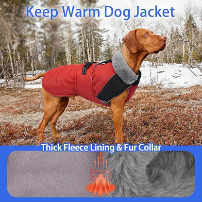 MIGOHI Waterproof Dog Winter Coat - Thick Dog Fleece Jacket with Reflective Strips, Warm Winter Snowsuit Sweater for Small Dogs,Machine Washable,French Bulldog,M,RedBlack