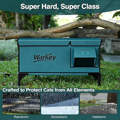 Heated Cat House for Outside Pets in Winter, Heated Outdoor Cat House Weatherproof, Insulated Cat Shelter with Heating Mat (21"*16.5"*22.5")
