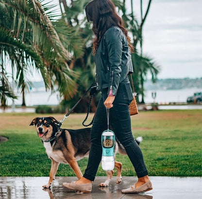 Cibaabo Dog Water Bottle with Food Container, Travel Puppy Water Bowl, Portable Pet Dispenser, Dog Stuff Accessories Items, Puppy Essentials Necessities for Yorkie Chihuahua Cat Walking and Hiking