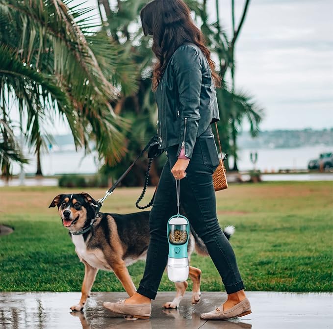 Cibaabo Dog Water Bottle with Food Container, Travel Puppy Water Bowl, Portable Pet Dispenser, Dog Stuff Accessories Items, Puppy Essentials Necessities for Yorkie Chihuahua Cat Walking and Hiking
