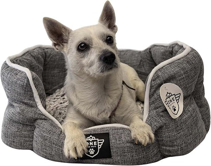 One for Pets Snuggle Pet Bed,Dog Bed, Cat Bed, Removable Washable Octagon Cuddle Bed,Anti Anxiety (Gray, Medium (22.5 Inch))