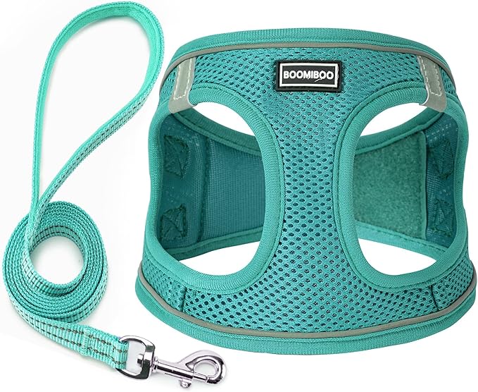 Dog Harness with Leash Set, No Pull Adjustable Reflective Step-in Puppy Pet Vest Harnesses for Small Medium Large Dogs and Cats,Forest Green M
