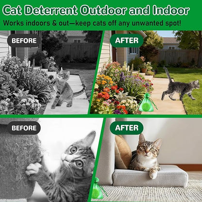 Cat Deterrent Outdoor, 10 Pack Natural Peppermint Essential Oil Cat & Dog Deterrent Balls Outdoor Indoor, Keep Cats Out of Yard Garden Plants Lawn Furniture Trash Anti Cat Scratch Chew, Keep Cats Away