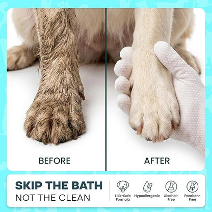 Uproot QuickClean Gloves Pro: 1 Month Supply - Extra-Thick Pet Glove Wipes for Dogs & Cats - Easy Wipe Paws, Eyes, Ears, Butt, & Body - Lick-Safe - Cleaning, Deodorizing & Grooming (6 Pack)