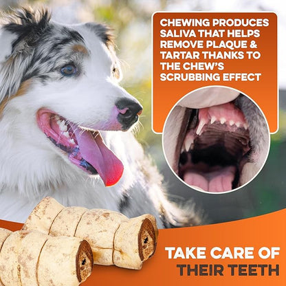 Premium Beef Cheek Rolls for Dogs 5-7" - (3-Pack), Peanut Butter Flavored Long Lasting, Safe & Natural Rawhide Alternative Chews, Ideal for Large Dogs & Aggressive Chewers, Supports Dental Health