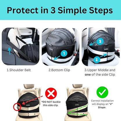 Crash-Tested Dog Car Carrier (Test with FMVSS 213b - 5 Star Safety Rated by CPS) | 3-in-1 Small Dog Car Seat, Pet Carrier for Vet Visit, Enclosed Cat Bed & Carseat | Best for Safe Travel (Up to 15lbs)