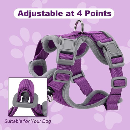Small Dog Harness and Leash Set，No Pull Adjustable Pet Harness for Small Dogs ，Breathable Mesh Reflective Dog Vest Harness (Purple, S)