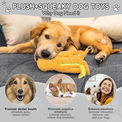Octopus Squesky Dog Toys for Large Medium Small Dogs, Stuffed and Tough Plush Dog Toys for Aggressive Chewers(Yellow)