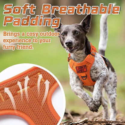 rabbitgoo Tactical Dog Harness for Small Dogs, No Pull Military Service Vest with Handle & Molle, Easy Control for Training Walking, Adjustable Reflective Straps, Orange, S