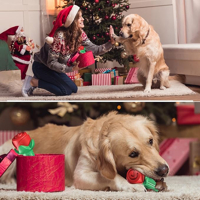 ucho Dog Toys for Aggressive Chewers, Rose Dog Toy for Small Medium Dogs, Interactive Chew Toys for Training and Cleaning Teeth