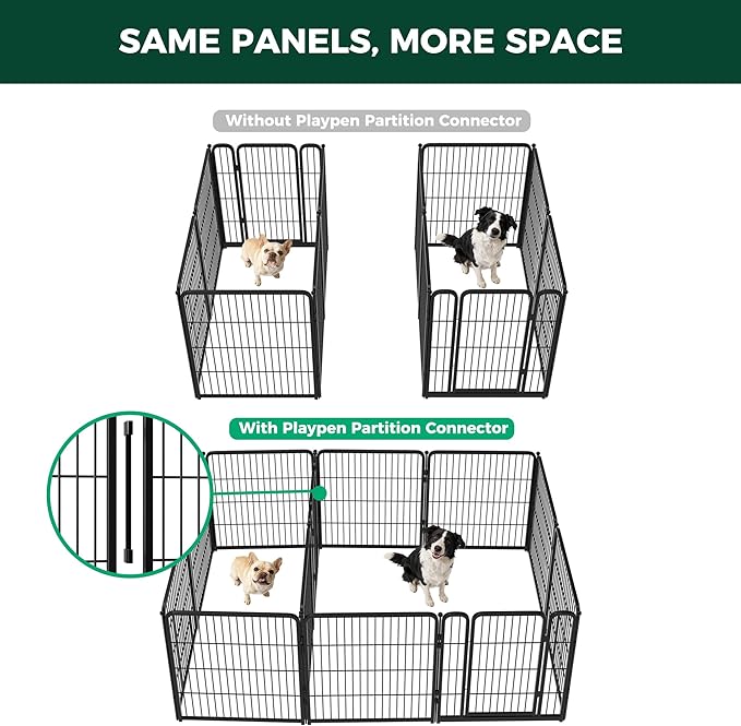 FXW Homeplus Unleashed Indoor Dog Playpen - Stress-Free and Safe Play, Heavy Duty 32 Inch 12 Panels with Connectors (Pack of 2) for Puppy and Small Dogs, Black│Patented