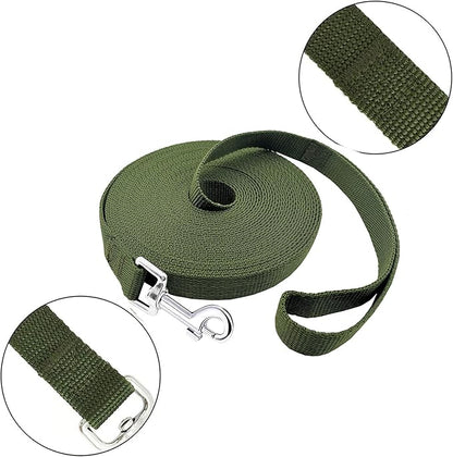 PETGOGO 15ft 20ft 30ft 40ft 50ft Long Dog/Puppy Lead Obedience Recall Training Dog Leashes for Small Medium Dogs Camping, Training, Play, or Backyard (30 FT, Green)