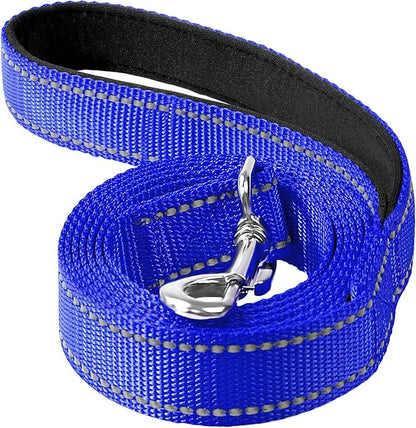 4FT Reflective Nylon Dog Leash with Soft Padded Handle for Walking, Running and Training, Supports Small Medium and Large Dogs (Royal Blue, 1 Inch Wide)