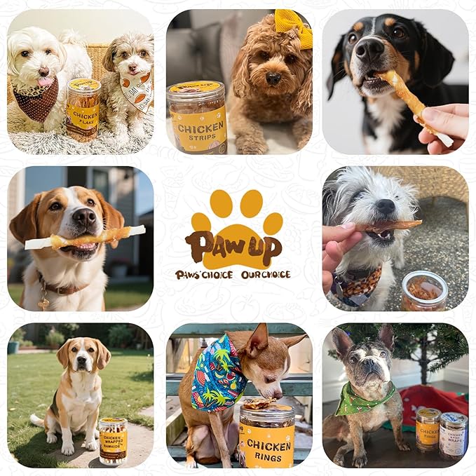 PAWUP Dog Treats, Chicken Wrapped Rawhide Sticks, Long Lasting Rawhide Chews for Teeth Cleaning, Taurine Added for Small & Medium Dogs, 24oz