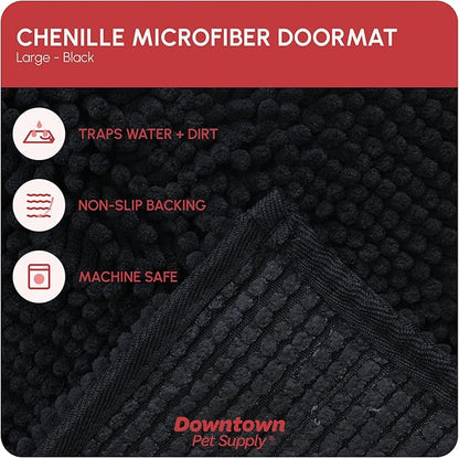 My Doggy Place Dog Mud Mat, 36" x 26" Black – Thick Microfiber Entry Rug for Snow, Mud & Salt – Absorbent, Quick-Dry, Washer-Safe & Non-Slip, Large