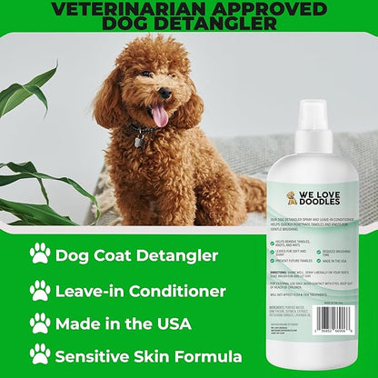 [Upgraded Version] We Love Doodles Dog Detangler Spray - Leave-in Conditioner for Dogs - Dog Detangling Spray - Dematting Spray for Dogs - Tangle Remover - Made in The USA - Large 16 fl oz (Lavender)