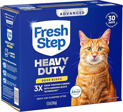 Fresh Step Heavy Duty Odor Block Advanced Multi Cat Clumping Litter with Febreze, 17.5 lb (Package May Vary)