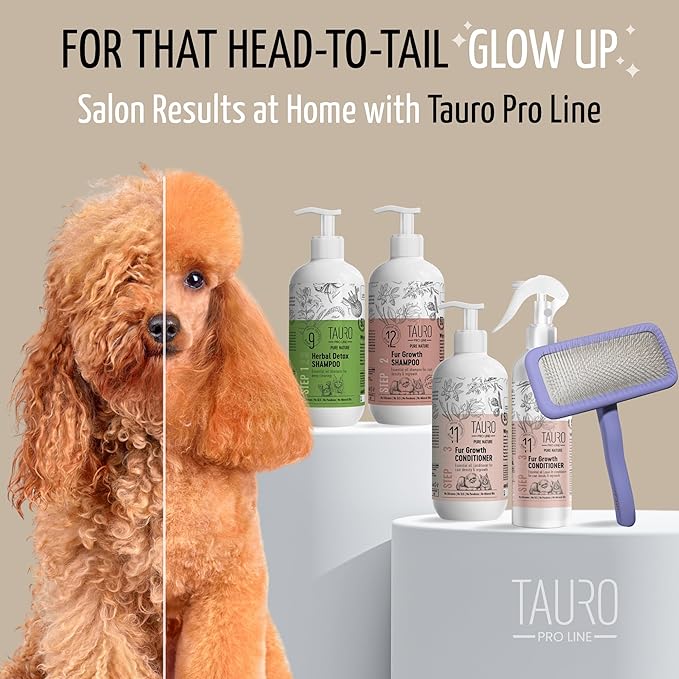 Tauro Pro Line Dog Brush for Shedding - Goldendoodle, Labradoodle & Poodle Hair & Wide Areas - Slicker Brush for Dogs & Cat Grooming, Flexible Cushion & Non-Slip Grip (Size L - Purple)