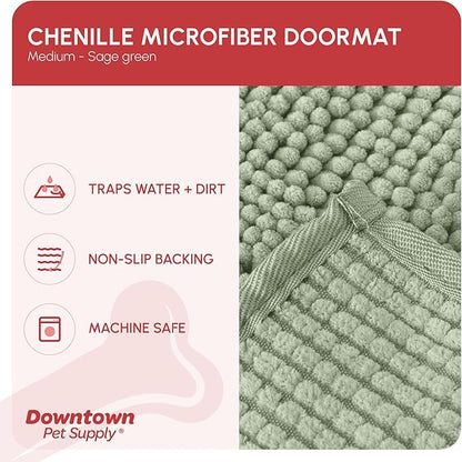 My Doggy Place Dog Mud Mat, 31" x 20" Sage – Thick Microfiber Entry Rug for Snow, Mud & Salt – Absorbent, Quick-Dry, Washer-Safe & Non-Slip, Medium