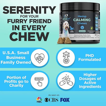 Googipet Daily Hemp Calming Chews for Dogs - Separation Anxiety Relief for Dogs, Non-Drowsy Dog Calming Chews - Anxiety Relief Treats with Valerian Root, & Hemp