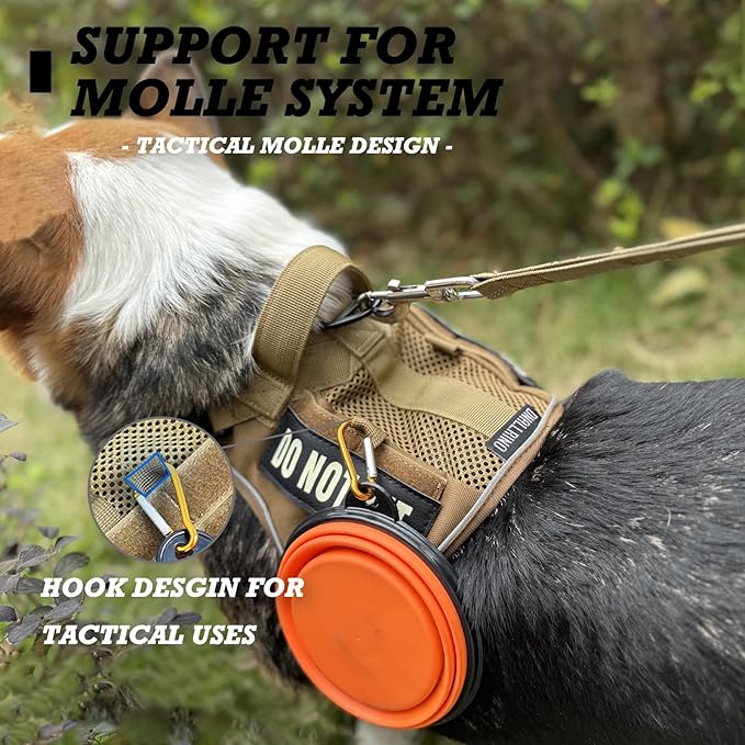 Tactical Dog Harness for Small and Medium Breeds, Air Dog Vest No Pull with Reflective Do Not Pet Patches, Breathable Dog Molle Vests for Training Walking Hunting Brown