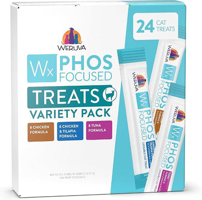 Weruva Wx Phos Focused, Lickable Cat Treats Variety Pack, 0.5oz Tube, Pack of 24