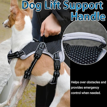 BELPRO Multi-Use Support Dog Harness, Escape Proof No Pull Reflective Adjustable Vest with Durable Handle, Dog Walking Harness for Big/Active Dogs (Black, S)