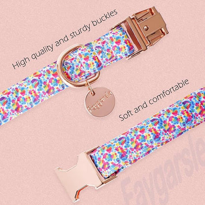 Faygarsle Multi-Colored Splotches Pattern Dog Collar for Small Medium Large Dogs Cute Puppy Collars for Female Dogs for Summer Spring Wedding Necklace Girl Dog Collar XS