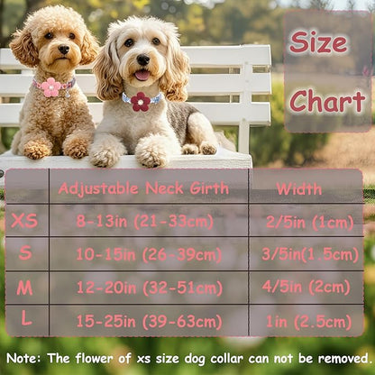 Small Dog Collar with Flower, Puppy Collar for Girl Dog Collars for Small Dogs Cute Dog Collar with Bell, Adjustable Length