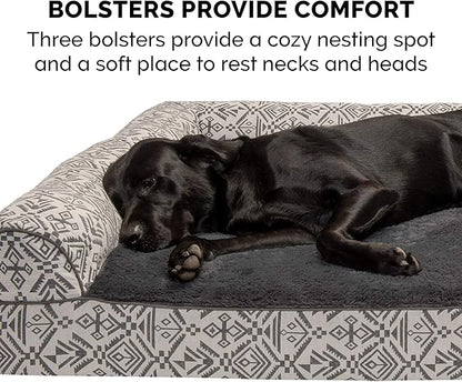 FurHaven Soft, Orthopedic Foam Sofa Dog Bed with Washable & Removable Cover - Plush/Woven - Boulder Gray, Dogs Up to 35 lbs - Medium