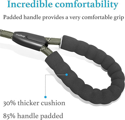 iYoShop Dual Dog Leash - 360° Swivel, No Tangle Walking Leash with Shock Absorbing Bungee for Two Dogs (Large, 25-150 lbs, Military Green)