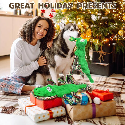 No Stuffing Squeaky Dog Toys,Tug of War Dog Toy with Pull Rope, Interactive Dog Toys Dog Gifts for Small,Medium Dog