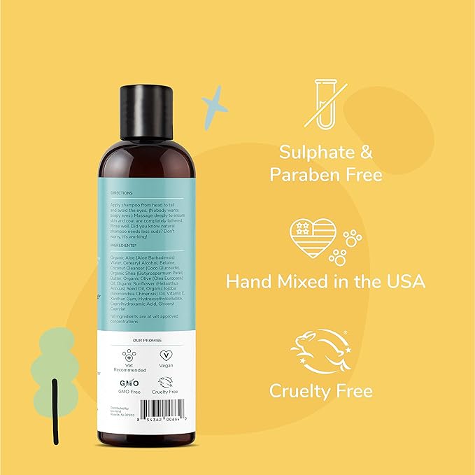 kin+kind Cat & Dog Conditioner with Shea Butter, Aloe & Betaine – All-Natural Pet Supplies to Moisturize, Soften & Restore Coat, Shed Control & Coat Defense for Dogs and Cats, Made in USA - 12 fl oz