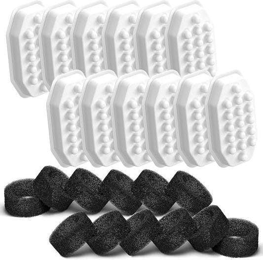 Rellaty Official Cat Water Fountain Filters Replacement & Pre-Filter Sponges for 3.2L/108oz Automatic Pet Fountain Dog Water Fountain (12 Carbon Filter and 12 sponges)